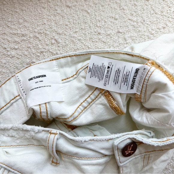 One Teaspoon Xanthe Streetwalkers High Waist 80’s Denim Shorts- Off White - Picture 13 of 15